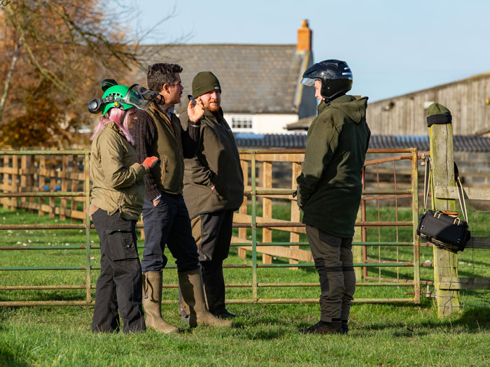 Farmers in conversation in the field. ATV training course. Picture: John Eveson and Vicky Anderson Training, Nidderdale.