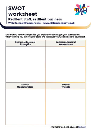 Use a SWOT analysis to identify factors which could affect the delivery of your business goals.