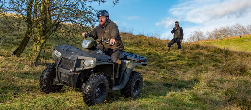 Edward Todd monitoring Callum Frost on an ATV course at VA Training, Northallerton. Photograph: John Eveson.