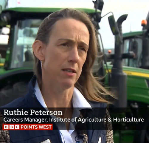 Ruthie Peterson being interviewed by the BBC at Dairy Show 2024.