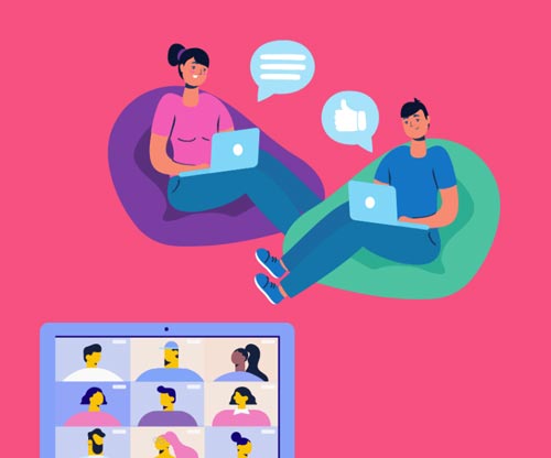 Graphic showing people collaborating.