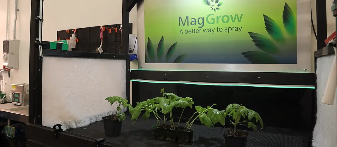 Magnetic-assist technology can help improve the efficiency of spraying on crops. Picture: Riccardo Magliola/tiah.org.